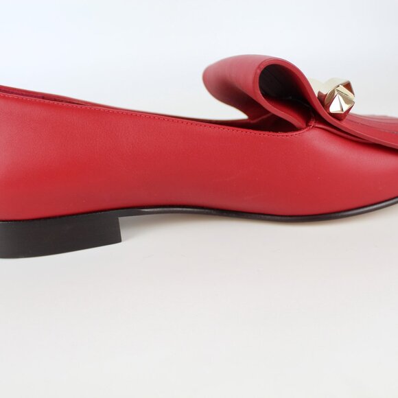 NEW VALENTINO GARAVANI Rockstud Fringed Leather Loafers, EU 37.5 Red, New in Box - Picture 12 of 16